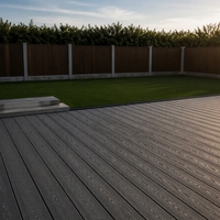 Plancher extérieur en WPC certifié CE 2900x140x25mm, revêtement de sol en plastique imperméable, composite bois-plastique ignifuge, directement de l'usine