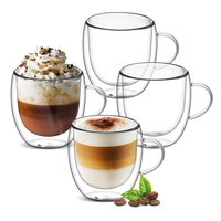 Offre Spéciale 150/250/350/450ml tasse à café expresso en verre à double paroi isolée en verre borosilicaté avec poignée