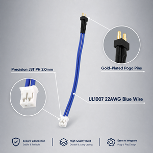定制 JST PH 2.0mm 转 2 针 Pogo Pin 线束 UL1007 24AWG 弹簧式连接器电缆，用于磁力充电 - Product Image 2