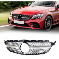 Grille avant professionnelle en ABS effet diamant pour Mercedes Classe C W205 2015-2018, référence OE 2058880260/A2058880260, pièces de style automobile