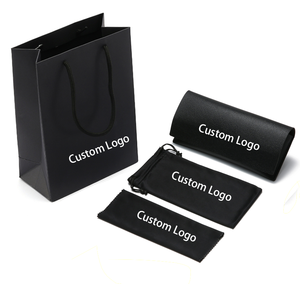 Étui à lunettes de soleil et lunettes de vue Finewell, logo personnalisé, luxe, noir, rectangulaire, pliable, semi-rigide, en cuir PU, style classique - Product Image 3