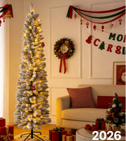 Arbre de Noël Artificiel Moderne de Luxe Premium 2026 de Haute Qualité, Vente en Gros Direct Usine, 7,5 pieds, Lumières LED en PVC, Forme Réaliste
