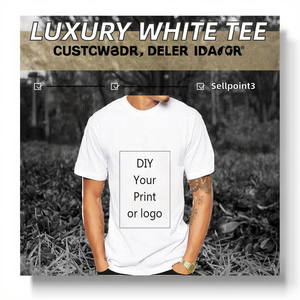 Camisetas de Algodón para Hombre, Talla Europea, Diseño de Lujo, Color Blanco Sólido, Estampado en Serigrafía, Cuello Redondo, 180 Gramos, Tejido de Punto - Product Image 2