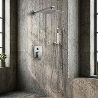 Robinet de douche encastré mural en acier inoxydable 304, finition brossée, design moderne, pomme de douche à jet doux effet pluie