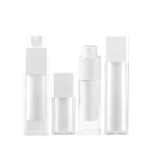 New Childproof Screw Square Twist Airless Pump Bottle 15Ml 30Ml 50Ml Acrylic Airless Pump Bottle For Cosmetic Lotion Cream