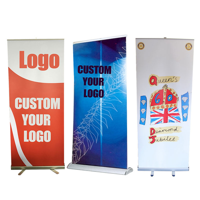 80*200cm Aluminium Portable Retractable Pull Roll up Banner Stand with Wide Base
