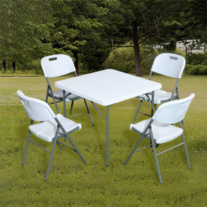 JDZZ-33 <strong>Foldable</strong> Square Plastic <strong>Table</strong> with Steel <strong>Legs</strong> Outdoor Waterproof Stackable Dining <strong>Table</strong> for Parties - Product Image 5