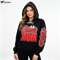 Sweat-shirt unisexe personnalisé avec logo brodé pour maman des équipes de cheerleading, avec cordon de serrage, idéal pour la danse, la gymnastique et les tenues de sport.