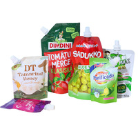 Fabrieksdirect groothandel op maat bedrukte food grade Doypack stand-up spout pouch, flexibele verpakkingszak voor honing & fruitsap