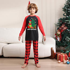 Set di pigiami <span class=keywords><strong>natalizi</strong></span> stampa babbo natale da <span class=keywords><strong>donna</strong></span> rosso Plaid manica lunga abbigliamento da salotto per l'estate per le vacanze autunno primavera - Product Image 3