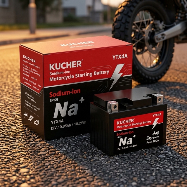 KUCHER YTX4A 12V 0.85Ah Sodium Ion Rechargeable Deep Long Life Cycle Starting Motorcycle Battery Replacing Lead - Acid 4ah
