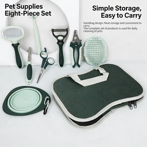 Kit de toilettage pour animaux de compagnie 8 en 1 Chiens Chats <span class=keywords><strong>Brosse</strong></span> lissante <span class=keywords><strong>Coupe</strong></span>-ongles Peigne Ciseaux <span class=keywords><strong>Brosse</strong></span> à dents Bol pliable Ensemble de soins pour la <span class=keywords><strong>coupe</strong></span> des poils - Product Image 3