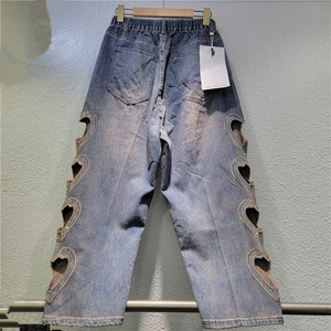 <span class=keywords><strong>GX</strong></span>-Retro Love Heart Hollowed Out Harun Jeans Femmes 2025 Début du printemps Nouvelle mode - Product Image 2