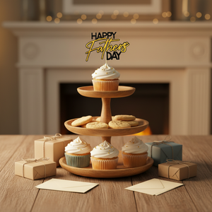 Décorations de gâteau élégantes en acrylique à double couche réutilisables, Joyeuse fête des pères - Product Image 1