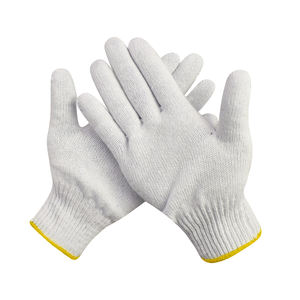 Guantes de Algodón de 30g/Par a Bajo Precio, Populares, Amarillos, con Borde Mecanizado, Duraderos, de Punto, Guantes de Algodón Natural Blanco, Antideslizantes - Product Image 4