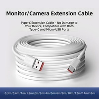 Cable de Datos Tipo-C de 5m/3m, Carga Rápida, Transferencia de Datos, Compatible con Teléfonos Android, Cámaras de Vigilancia, USB-A/Micro USB
