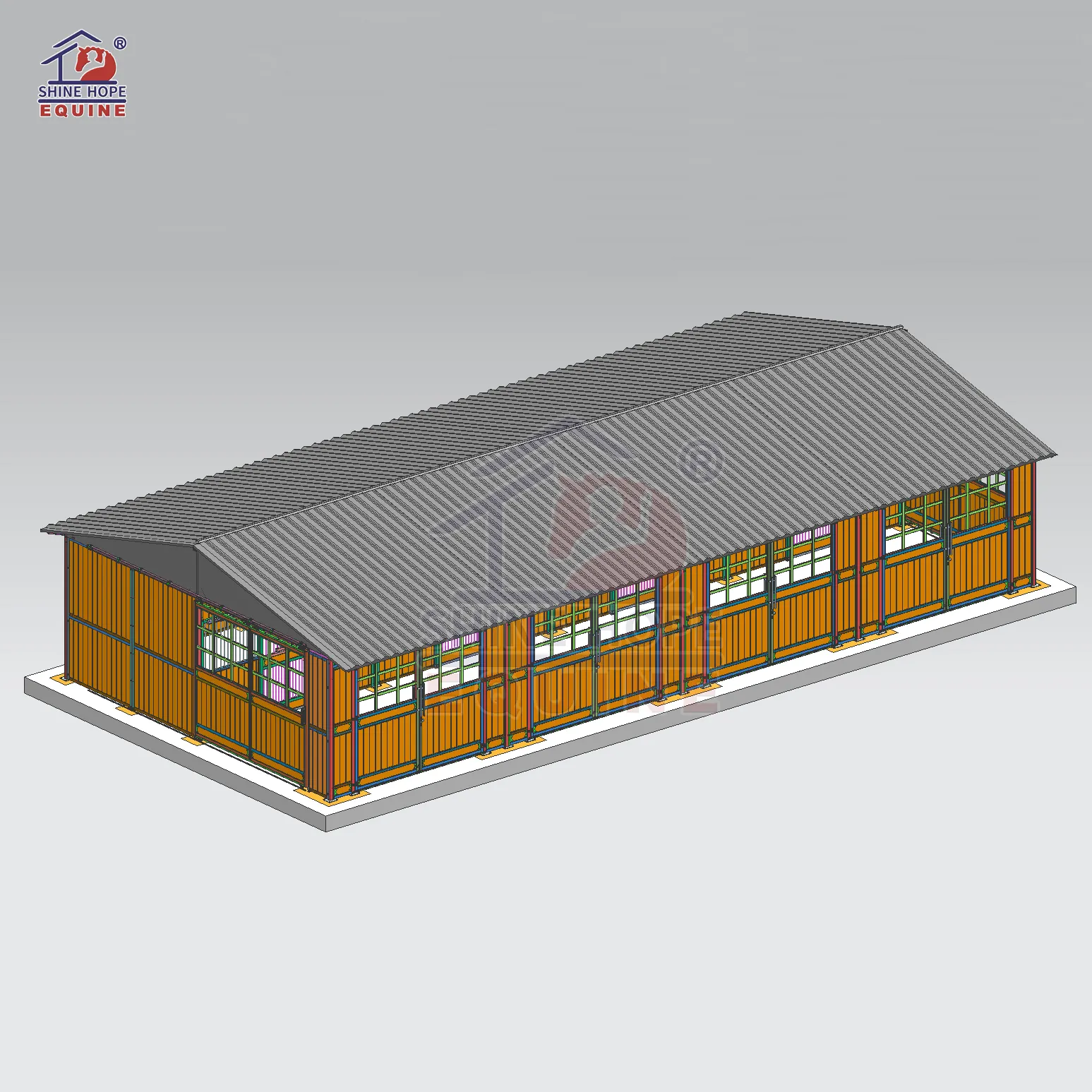 실내 승마 경기장 조립식 말 헛간 말 쉼터 창고에서 실행