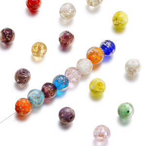 Luminous <b>Gold</b> Sand Loose <b>Beads</b> 10mm Round Crystal Lampwork Glass For <b>Bracelet</b> Making DIY Jewelry Accessories Wholesale - Product Image 4