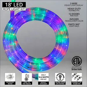 120V ETL Multi Color LED Rope Lights Outdoor Decorative Colorful Rope Light
