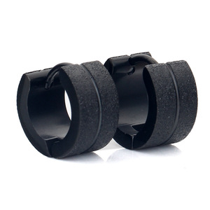 <b>Cuff</b> <b>Earrings</b> 4Mm Black Frosted Stainless Steel Geometric Shape For Women Wholesale - Product Image 1