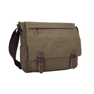 Canvas Crossbody Bag Large <b>Medium</b> Khaki Wear Resistant Business Laptop Bag For Leisure Travel - Product Image 3