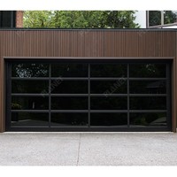 Puerta de Garaje de Vidrio de Doble Capa con Marco de Aleación de Aluminio Negro, Fabricante de Puertas de Garaje de Vidrio