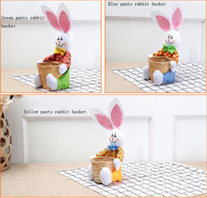 DIY Niedlicher Hasenkorb Ostereier Süßigkeiten Geschenk Kaninchen Aufbewahrungstasche Bunter Bambuskorb für Osterdekoration - Product Image 5