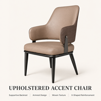 Fauteuil de salle à manger rembourré en gros avec dossier ouvert, panneaux texturés tissés, assise rembourrée et structure en X pour hôtels et restaurants