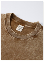 T-shirt oversize pour hommes à col épais t-shirt tendance élégant décontracté délavé t-shirts pour hommes en stock impression personnalisée faites votre marque