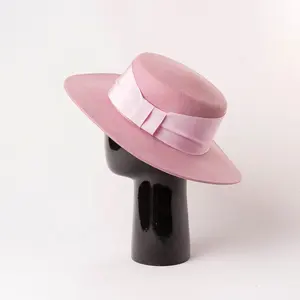 Invierno nueva moda 100% sombrero de fieltro de lana Boater Fedora sombrero para niña dama Mujer