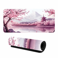 Tapis de bureau personnalisé grand format en tissu polyester avec motif fleur de cerisier, antidérapant en caoutchouc, pour sublimation, tapis de souris gaming – Vente en gros
