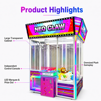 Neofuns Giant Neo Claw Machine à grue à monnaie robuste de 600kg Machine d'arcade à grand prix en peluche arc-en-ciel LED
