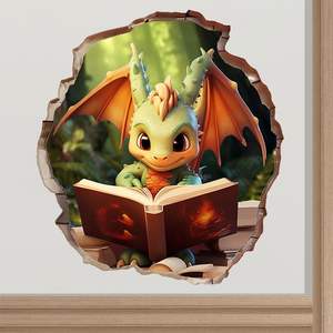 Dragon Livre de lecture Trou de <span class=keywords><strong>souris</strong></span> Stickers muraux Autocollants muraux faits à la main Décoration pour la maison Chambre d'enfant Idée cadeau - Product Image 1