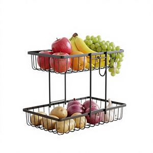 Panier de rangement vintage en métal écologique avec design ouvert, empilable, organisateur en fil métallique pour étagère de placard, multi-usages - Product Image 1