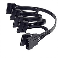 Câble d'alimentation SATA 15 broches vers Molex IDE 4 broches à 1/2/3/4/5 ports, fil 18AWG pour disque dur HDD SSD PC Serveur DIY