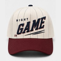 Gorra de Béisbol de 6 Paneles 100% Algodón, con Rayas y Bloques de Color, Personalizada con Bordado 3D, Estilo Varsity, Cierre a Presión, Color Crema y Marrón, Casual, para Hombre y Mujer