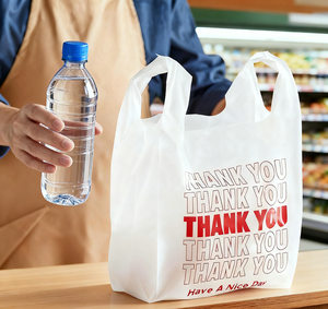 Bolsa de chaleco de plástico portátil personalizada al por mayor embalaje para llevar PBAT <span class=keywords><strong>PE</strong></span> personalizado para supermercado bolsa de camiseta universal en blanco - Product Image 1