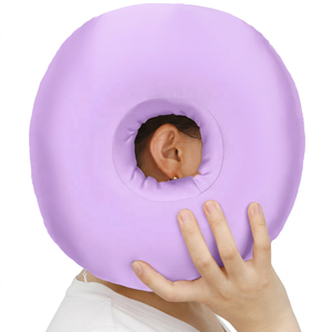 Coussin de voyage personnalisé pour avion, doux et rond, avec trou pour oreilles percées, pour soulager les douleurs cervicales et les plaies de pression, et protéger les oreilles. - Product Image 1