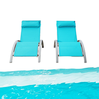 Ensemble de 2 chaises longues d'extérieur modernes réglables en aluminium, écologiques, résistantes aux intempéries, pour piscine, terrasse, pelouse, cour, pliables