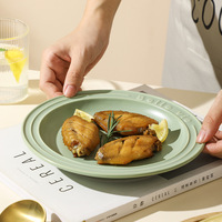 Assiette en céramique de style ins Vaisselle à lettres en relief Crème Assiette à pâtes Assiette à dessert Assiettes à petit-déjeuner