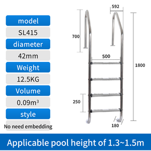 Échelle de <span class=keywords><strong>piscine</strong></span> en acier inoxydable de haute qualité avec marches en plastique, de 2 à 5 marches - Product Image 5
