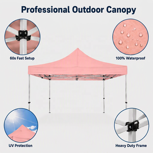 Carpa Plegable de 3 x 3 m (10x10 pies) con Estructura de Acero con Recubrimiento en Polvo, Color Rosa Pálido, PVC 420D Resistente, para Exposiciones al Aire Libre, HESHAN GORDON - Product Image 3