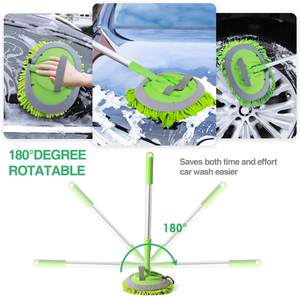 Tapis de nettoyage de voiture en Chenille microfibre, 3 pièces, têtes de balai, Long manche, extérieur, brosse, tige d'extension, pour nettoyage - Product Image 2