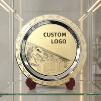Plaque métallique personnalisée en gros avec boîte en bois, design gravé pour récompense d'entreprise, souvenir, cadeau, utilisation en cérémonie
