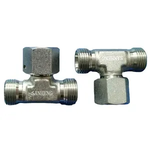 Sanheng Logam Ulir Hidrolik Pipa Cabang Tee Tabung Adapter Berputar Perempuan Fitting dengan Mur Putar Karbon Stainless Steel