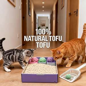 Bac à litière pour chat avec bentonite de sodium et sable, jetable, sans poussière, contrôle des odeurs, biodégradable, écologique, sans obstructions - Product Image 1