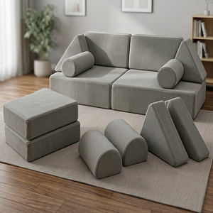 Canapé modulaire pour enfants avec revêtement en cuir PU et rembourrage en mousse, design en forme de L, pour mobilier d'activités pour enfants - Product Image 6