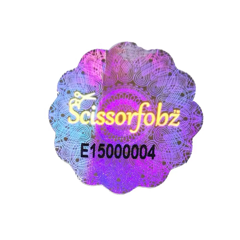 Circle flower special shape serial number laser hologram security sticker