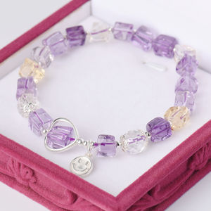 Stylish High-quality Silver Natural Ametrine Loose <b>Gem</b> Bead <b>Bracelet</b> for Engagement Wedding Anniversary & Party Gifts - Product Image 3