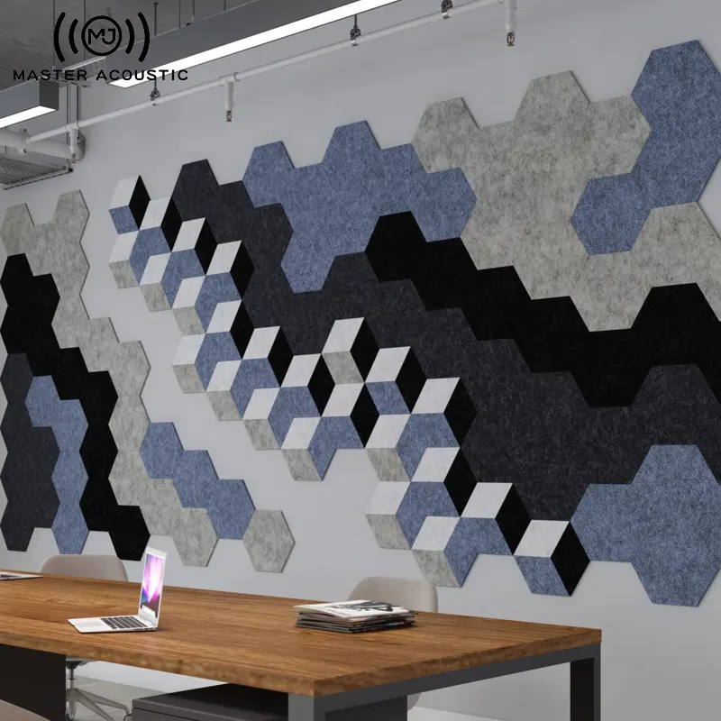 Matériau insonorisé MASTER ACOUSTIC Panneaux acoustiques hexagonaux en polyester personnalisés décoration murale de salle de piano de cinéma